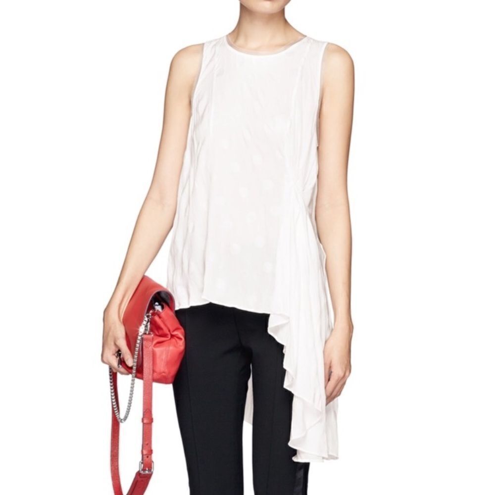 White Elizabeth & James Morgan Top Asymmetrical Hem Sleeveless Size Small